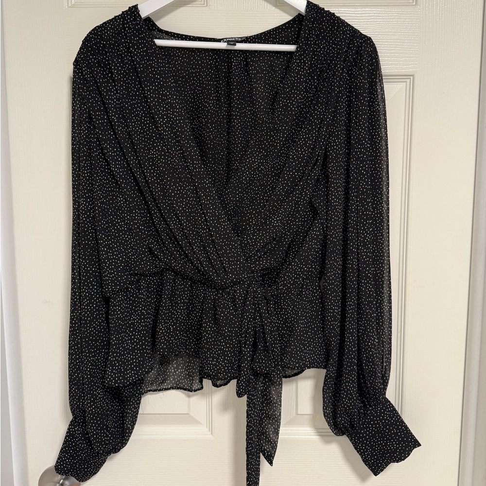 Express Black and White Dotted Blouse